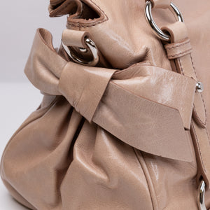 MIU MIU VITELLO LUX BOW SATCHEL CALFSKIN LEATHER