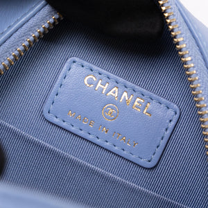 CHANEL ROUND CLUTCH BLUE LAMBSKIN LEATHER GHW
