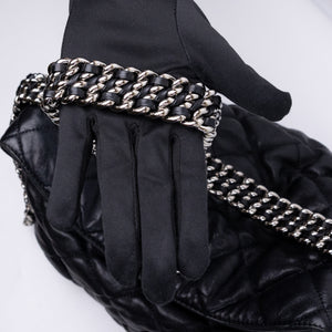 CHANEL CHAIN AROUND HOBO BAG BLACK LAMBSKIN SHW