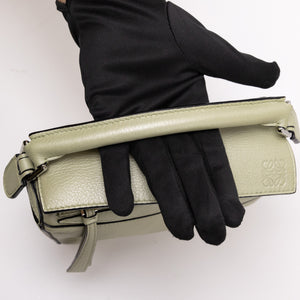 LOEWE MINI PUZZLE PEARL GREEN CALFSKIN SHW