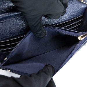 CHANEL CLASSIC WALLET ON CHAIN CAVIAR NAVY GHW (MICROCHIP)