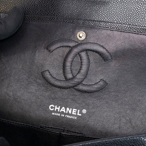 CHANEL MEDIUM CLASSIC DOUBLE FLAP BAG BLACK CAVIAR LEATHER SHW