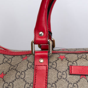 GUCCI GG SUPREME MEDIUM JOY BOSTON BAG BEIGE / RED GHW