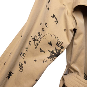 BURBERRY SKETCH PRINT TRENCH COAT BROWN / MULTICOLOURED