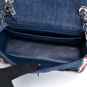 CHANEL DENIM MINI FLAP BAG BLUE WITH TWEED SHW