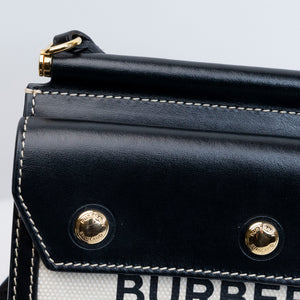 BURBERRY MINI HORSEFERRY PRINT TITLE CROSSBODY BAG BLACK GHW