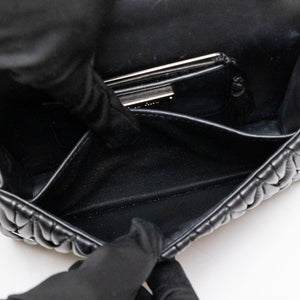 MIUMIU CRYSTAL MATELASSE LEATHER TOP HANDLE BAG BLACK SHW