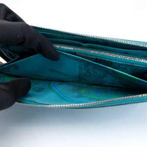 HERMES AZAP SILK IN LONG WALLET BLUE PAON EPSOM LEATHER SHW