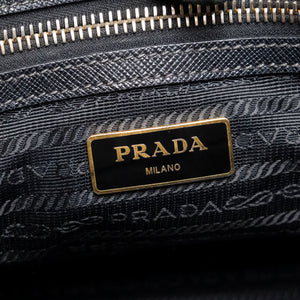 PRADA SMALL SAFFIANO LUX GALLERIA DOUBLE ZIP TOTE BAG BLACK LEATHER GHW