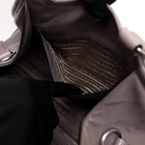 PRADA MEDIUM LEATHER TOTE BAG PEWTER CALFSKIN LEATHER SHW