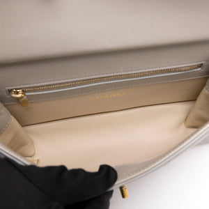 CHANEL COCO LUXE FLAP BAG GREY LAMBSKIN LEATHER GHW