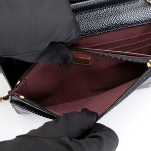 CHANEL CLASSIC WALLET ON CHAIN BAG BLACK CAVIAR GHW (MICROCHIP)