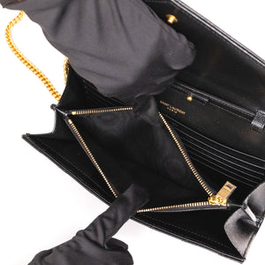 SAINT LAURENT ENVELOPE CHAIN WALLET CALFSKIN BLACK GHW