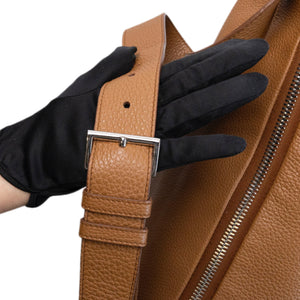 PRADA LARGE TRIANGLE LEATHER BAG CARAMEL SHW