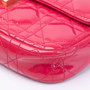 CHRISTIAN DIOR MISS DIOR PROMENADE WALLET ON CHAIN PINK CANNAGE QUILTED PATENT LEATHER GHW