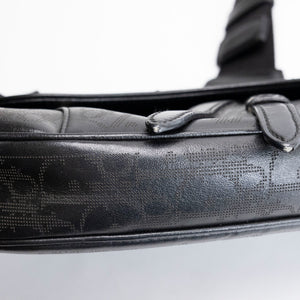 CHRISTIAN DIOR OBLIQUE GALAXY MENS SADDLE BAG BLACK CALFSKIN SHW