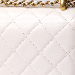 CHANEL 24C GOLD CRUSH MINI FLAP BAG WHITE CALFSKIN GHW (MICROCHIP)