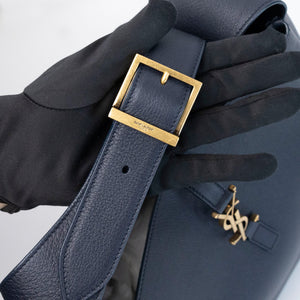 SAINT LAURENT LE 5 A 7 SUPPLE LARGE SMOOTH CALFSKIN BLUE GHW