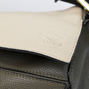 LOEWE MEDIUM PUZZLE BAG CALFSKIN OAT KHAKI GREEN GHW