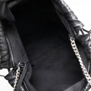 SAINT LAURENT TEDDY BUCKET BAG BLACK LAMBSKIN SHW
