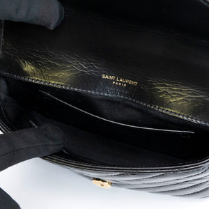 SAINT LAURENT COLLEGE SHOULDER BAG BLACK CALFSKIN LEATHER GHW