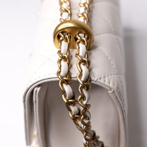 CHANEL 24C GOLD CRUSH MINI FLAP BAG WHITE CALFSKIN GHW (MICROCHIP)