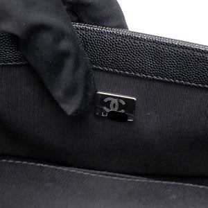 CHANEL SMALL CHEVRON LE BOY CALFSKIN BLACK SHW (MICROCHIP)