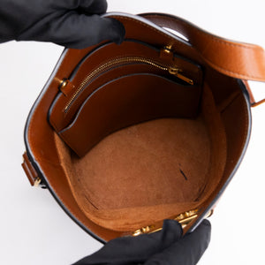CELINE MAILLON TRIOMPHE BUCKET BAG BROWN CALFSKIN LEATHER GHW