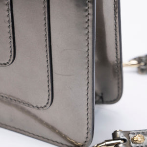 BVLGARI SERPENTI FOREVER SHOULDER BAG SILVER METALLIC LEATHER SHW