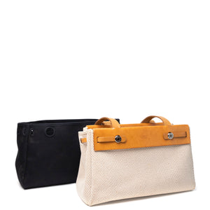 HERMES HERBAG CABAS TOILE CANVAS / VACHE LEATHER SHW