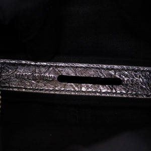 BALENCIAGA LE CAGOLE XS SHOULDER BAG ARENA CRACKED LAMBSKIN GREY SHW