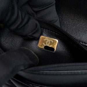 CHANEL LETTER LOGO TOP HANDLE WALLET ON CHAIN LAMBSKIN BLACK GHW (MICROCHIP)