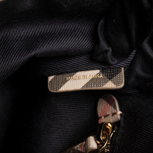 BURBERRY LOGO APPLIQUE VINTAGE CHECK E-CANVAS TOTE BAG GHW