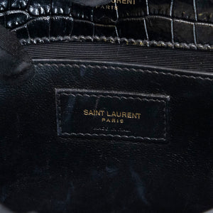 SAINT LAURENT SMALL KATE BAG WITH TASSEL CROC-EMBOSSED LEATHER BLACK GHW