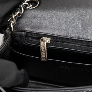 CHANEL MINI SQUARE FLAP BAG BLACK PATENT LEATHER SHW (MICROCHIP)