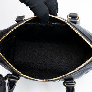 GUCCI BORSETTO MEDIUM LEATHER SHOULDER BAG BLACK GHW