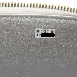 CHANEL TOP HANDLE LONG VANITY CASE WITH CHAIN WHITE LAMBSKIN GHW