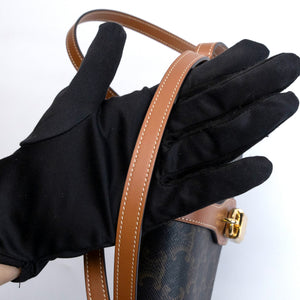 CELINE CLUTCH ON STRAP TABOU TRIOMPHE CANVAS / CALFSKIN TAN GHW