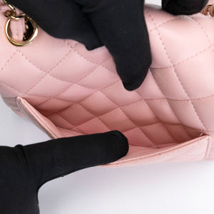 CHANEL MINI SQUARE FLAP BAG LAMBSKIN LIGHT PINK LGHW (MICROCHIP)