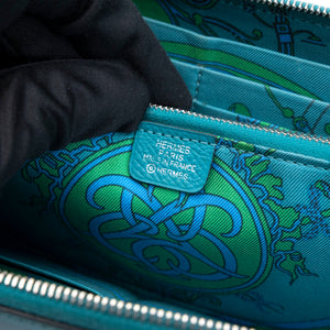 HERMES AZAP SILK IN LONG WALLET BLUE PAON EPSOM LEATHER SHW