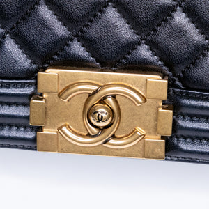 CHANEL LE BOY MEDIUM LAMB SKIN BLACK GHW