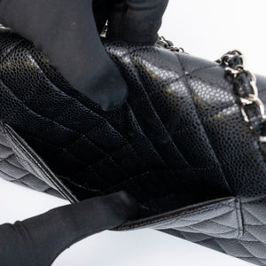 CHANEL MEDIUM CLASSIC DOUBLE FLAP BAG BLACK CAVIAR LEATHER SHW