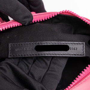 BALENCIAGA LE CAGOLE XS PINK POLISHED LAMBSKIN LEATHER PINK HARDWARE