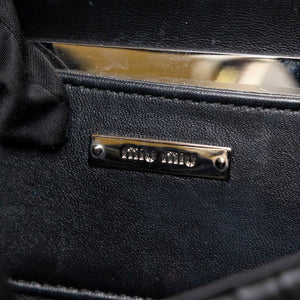 MIUMIU CRYSTAL MATELASSE LEATHER TOP HANDLE BAG BLACK SHW