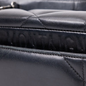 CHRISTIAN DIOR 30 MONTAIGNE CHAIN TOP HANDLE BAG LAMBSKIN LEATHER DARK SILVER HARDWARE