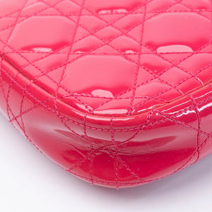 CHRISTIAN DIOR MISS DIOR PROMENADE WALLET ON CHAIN PINK CANNAGE QUILTED PATENT LEATHER GHW