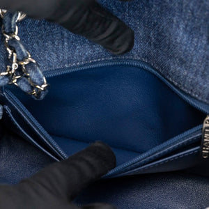 CHANEL DENIM MINI FLAP BAG BLUE WITH TWEED SHW