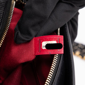 CHANEL GABRIELLE HOBO BAG BLACK CALFSKIN LEATHER MULTICOLORED HARDWARE