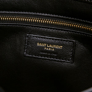 SAINT LAURENT GABY QUILTED SATCHEL BAG BLACK LAMBSKIN LEATHER GHW
