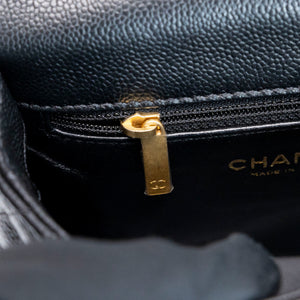 CHANEL COCO LOVE FLAP BAG BLACK CAVIAR GHW (MICROCHIP)